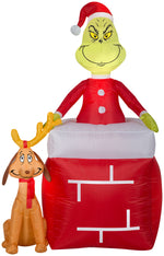 Load image into Gallery viewer, Gemmy 5.5&#39; Airblown Inftlatable Grinch Out of Chimney w/Max Scene
