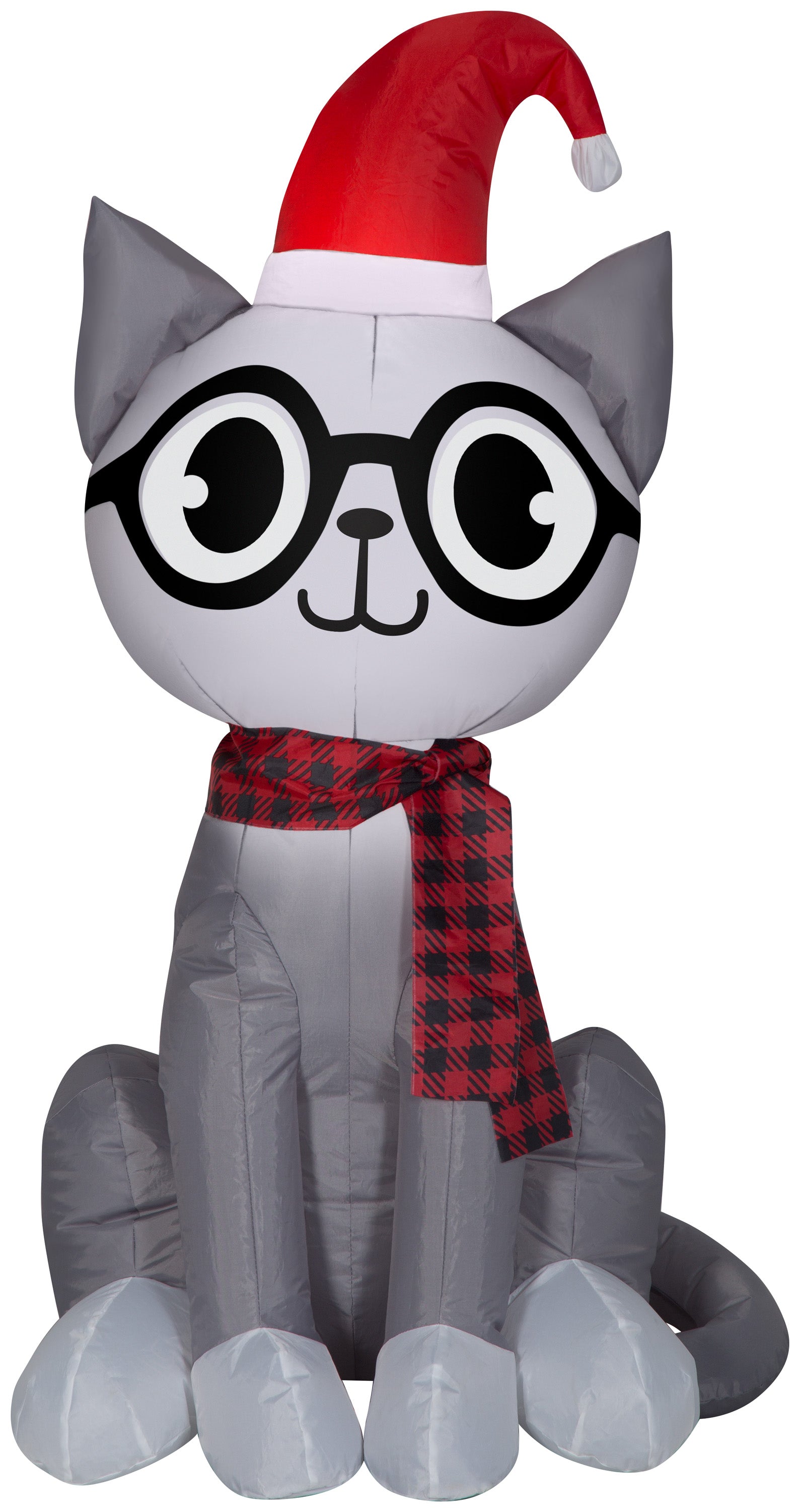 Gemmy Christmas Airblown Inflatable Nerdy Cat, 3.5 ft Tall, grey