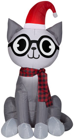 Load image into Gallery viewer, Gemmy Christmas Airblown Inflatable Nerdy Cat, 3.5 ft Tall, grey
