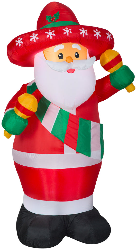 Animated Christmas Inflatable Hispanic Santa w/Maracas, 6 ft Tall, red