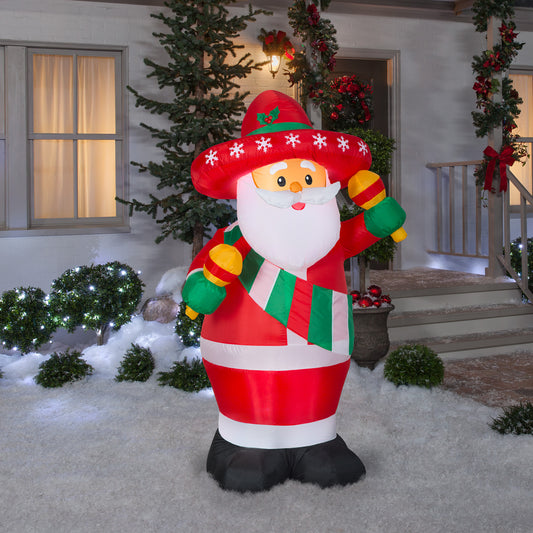 Animated Christmas Inflatable Hispanic Santa w/Maracas, 6 ft Tall, red lifestyle