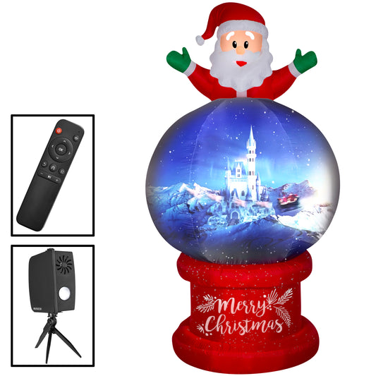 9' Living Projection Airblown-Santa on Globe Christmas Inflatable