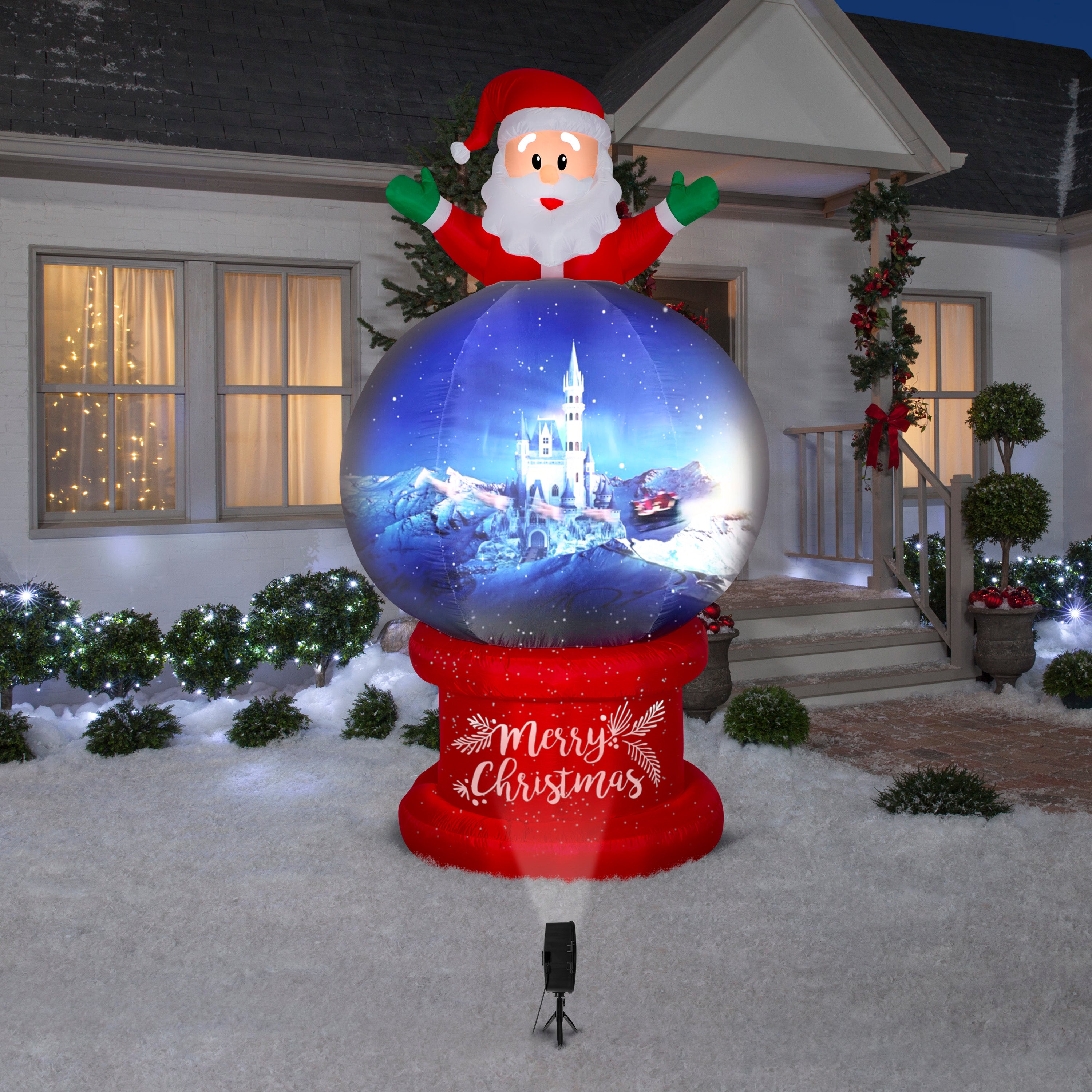 9' Living Projection Airblown-Santa on Globe Christmas Inflatable