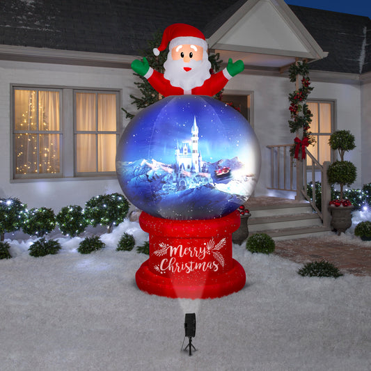 9' Living Projection Airblown-Santa on Globe Christmas Inflatable lifestyle