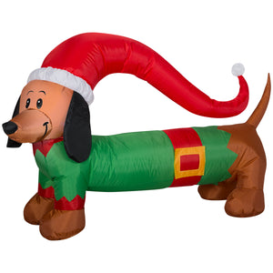 Gemmy Christmas Inflatable Weiner Dog, 2.5 ft Tall, Multi