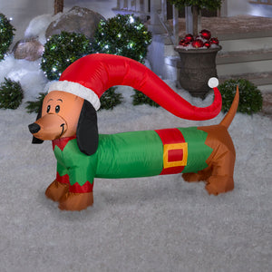 Gemmy Christmas Inflatable Weiner Dog, 2.5 ft Tall, Multi