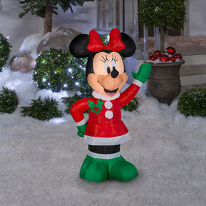 Gemmy 3.5' Airblown Inflatable Minnie in Winter Outfit w/Red Bow