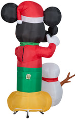 Load image into Gallery viewer, Gemmy Animated Airblown Inflatable Mickey Putting Hat on Snowman Scene Disney, 6 ft Tall
