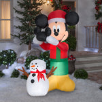 Load image into Gallery viewer, Gemmy Animated Airblown Inflatable Mickey Putting Hat on Snowman Scene Disney, 6 ft Tall
