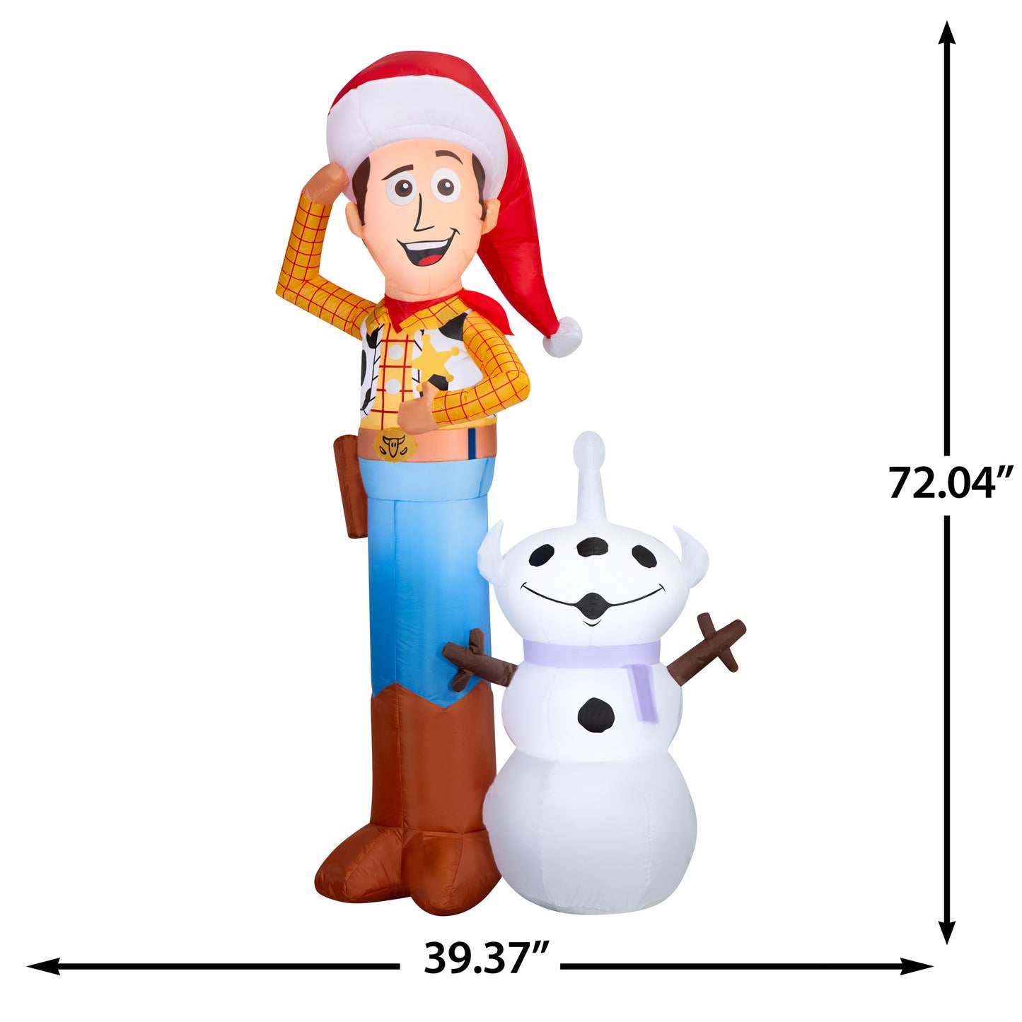 6-Ft Disney Woody with Snowman Christmas Inflatable dimensions
