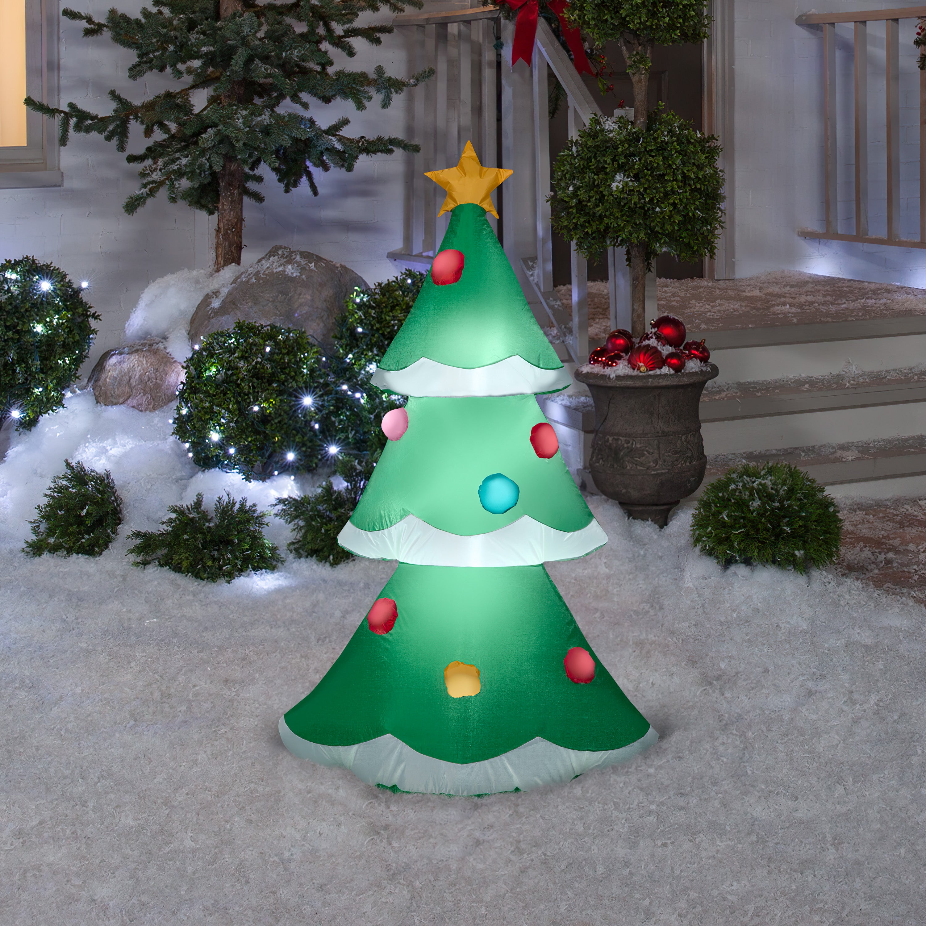 Gemmy Christmas Airblown Inflatable Inflatable Christmas Tree, 4 ft Tall, green