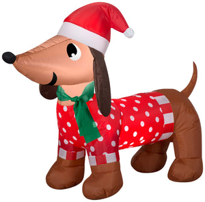 Gemmy Christmas Airblown Inflatable Dachshund, 2.5 ft Tall, Brown