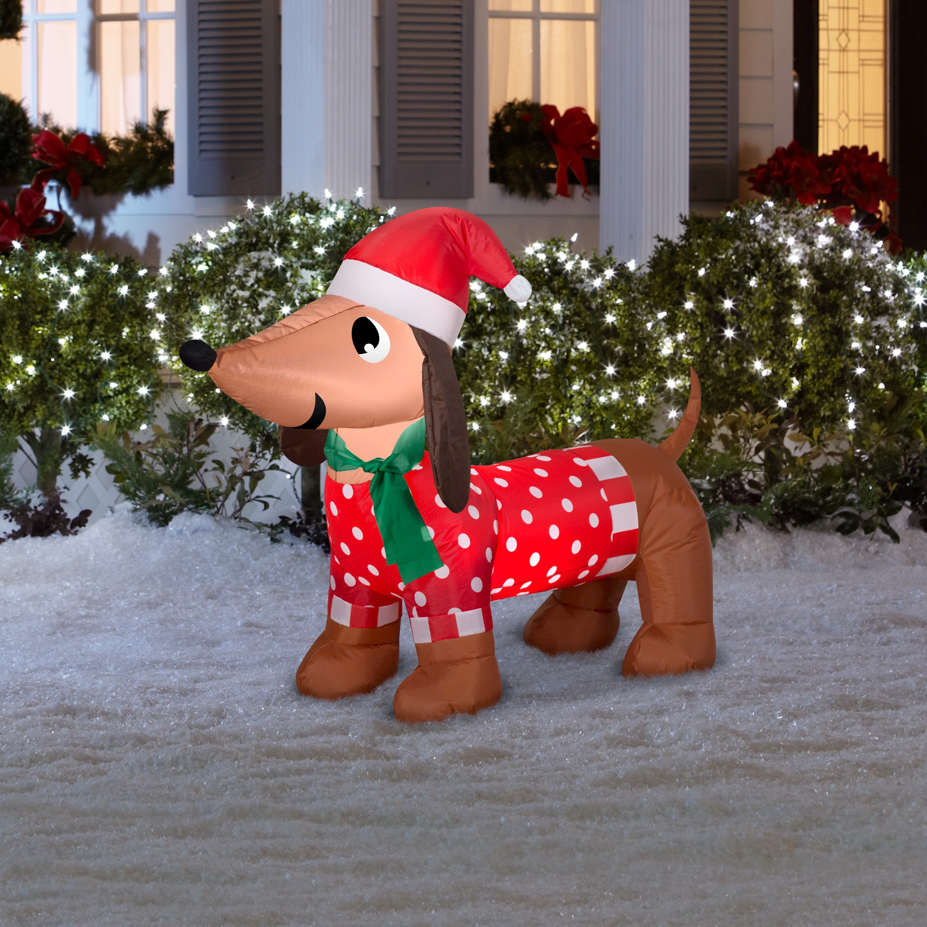 Gemmy Christmas Airblown Inflatable Dachshund, 2.5 ft Tall, Brown