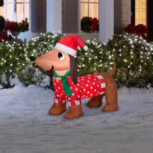 Gemmy Christmas Airblown Inflatable Dachshund, 2.5 ft Tall, Brown