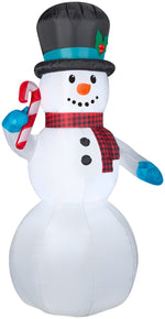 Load image into Gallery viewer, Gemmy Christmas Airblown Inflatable Snowman w/Candy Cane OPP , 7 ft Tall, White
