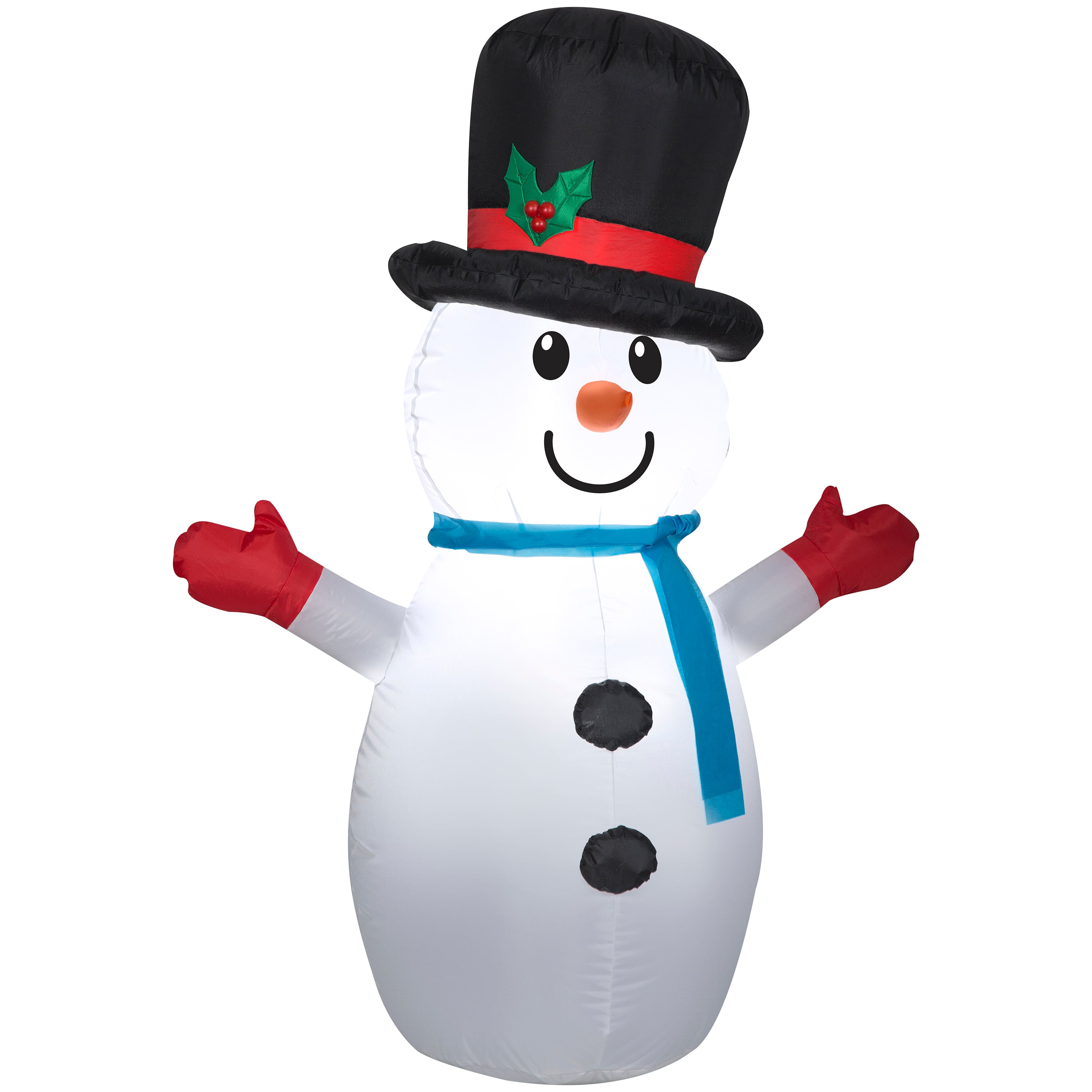 Gemmy Christmas Inflatable Little Snowman in Top Hat, 4 ft Tall, Multi