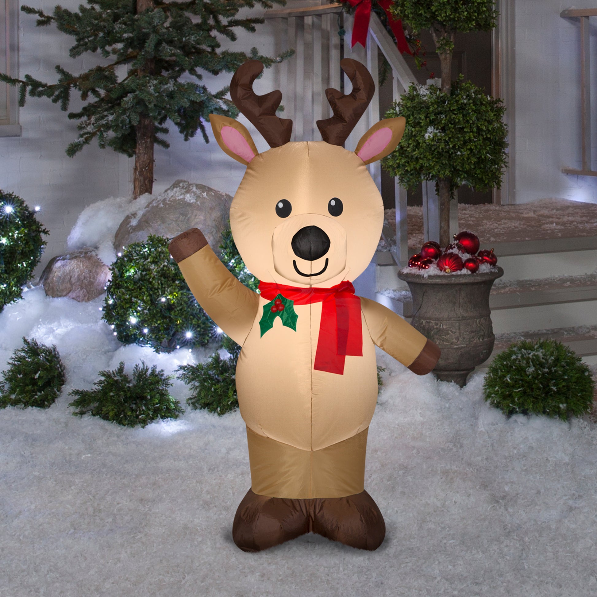 Christmas Inflatable Reindeer, 4 ft Tall lifestyle