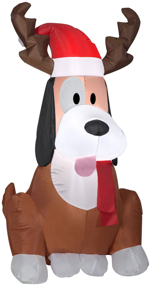 Christmas Inflatable Whimsey Dog w/Antlers, 3.5 ft Tall, Brown
