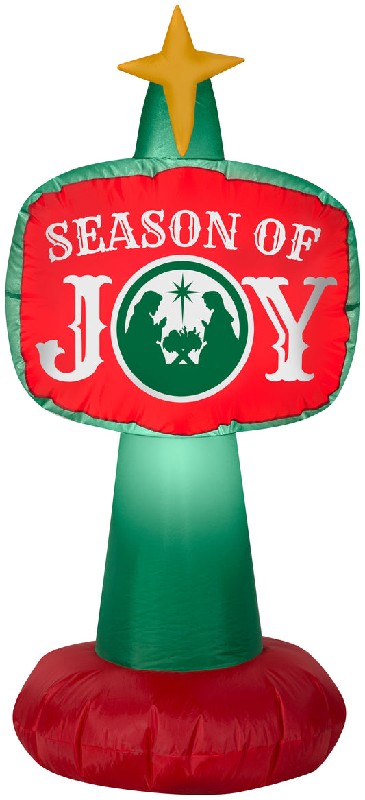 Christmas Inflatable Outdoor Season of Joy Sign, 3.5 ft Tall, Red