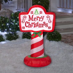 Gemmy Christmas Inflatable Merry Sign  , 3.5 ft Tall, Multi