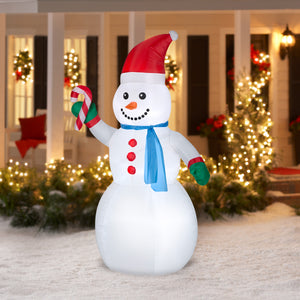 Gemmy Christmas Airblown Inflatable Snowman OPP, 7 ft Tall, White