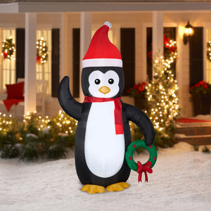 Gemmy Christmas Airblown Inflatable Penguin OPP , 7 ft Tall, Black