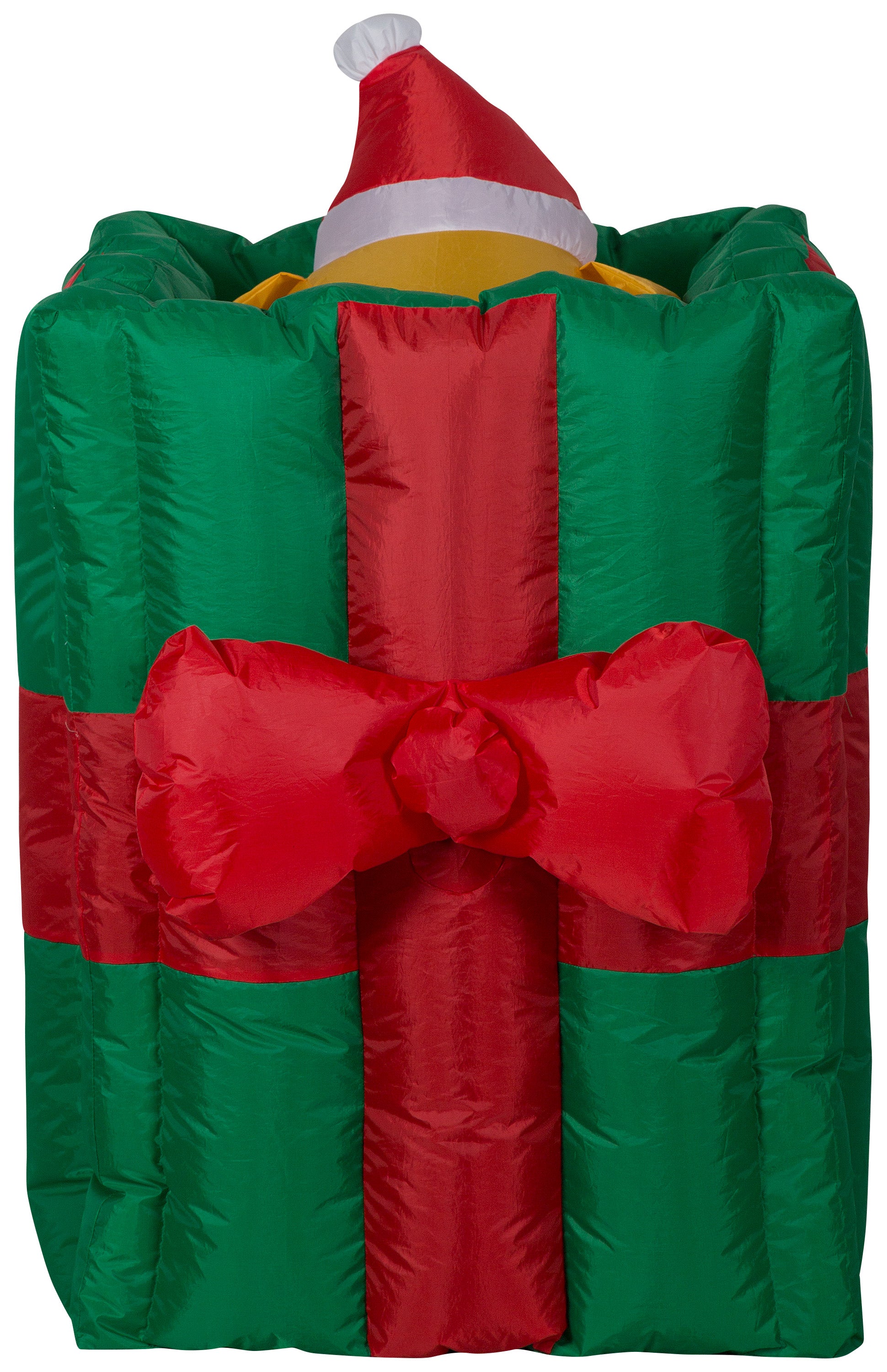 Gemmy Animated Puppy in Christmas Gift Box, 5 ft Tall, green