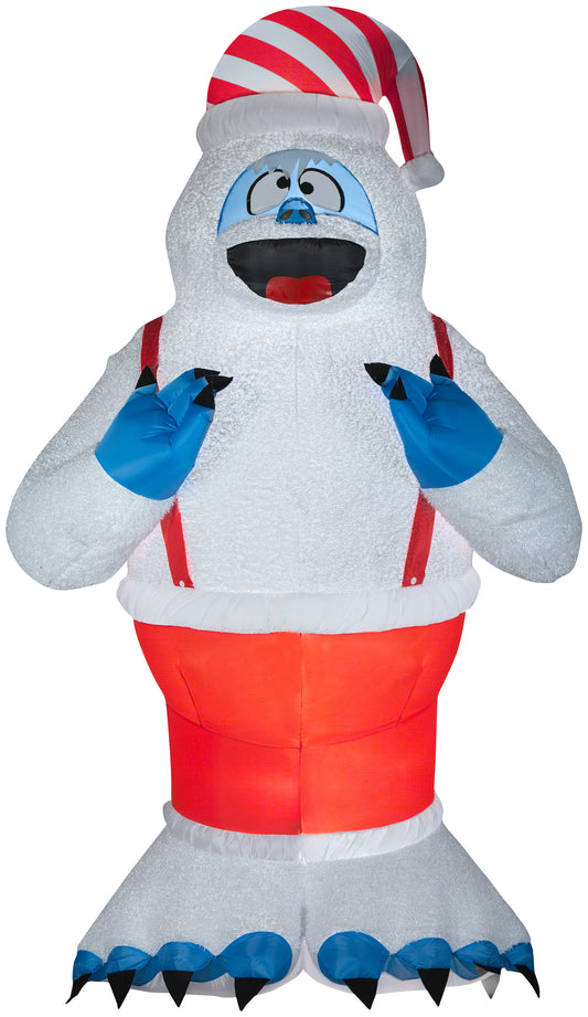 10.5' Inflatable Mixed Media Fuzzy Plush Bumble in Suspenders