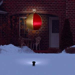 Gemmy Airblown Inflatable Mixed Media Hanging Velvet Ornament Round Vertical Stripes w/External Spotlight, 4.5 ft Tall