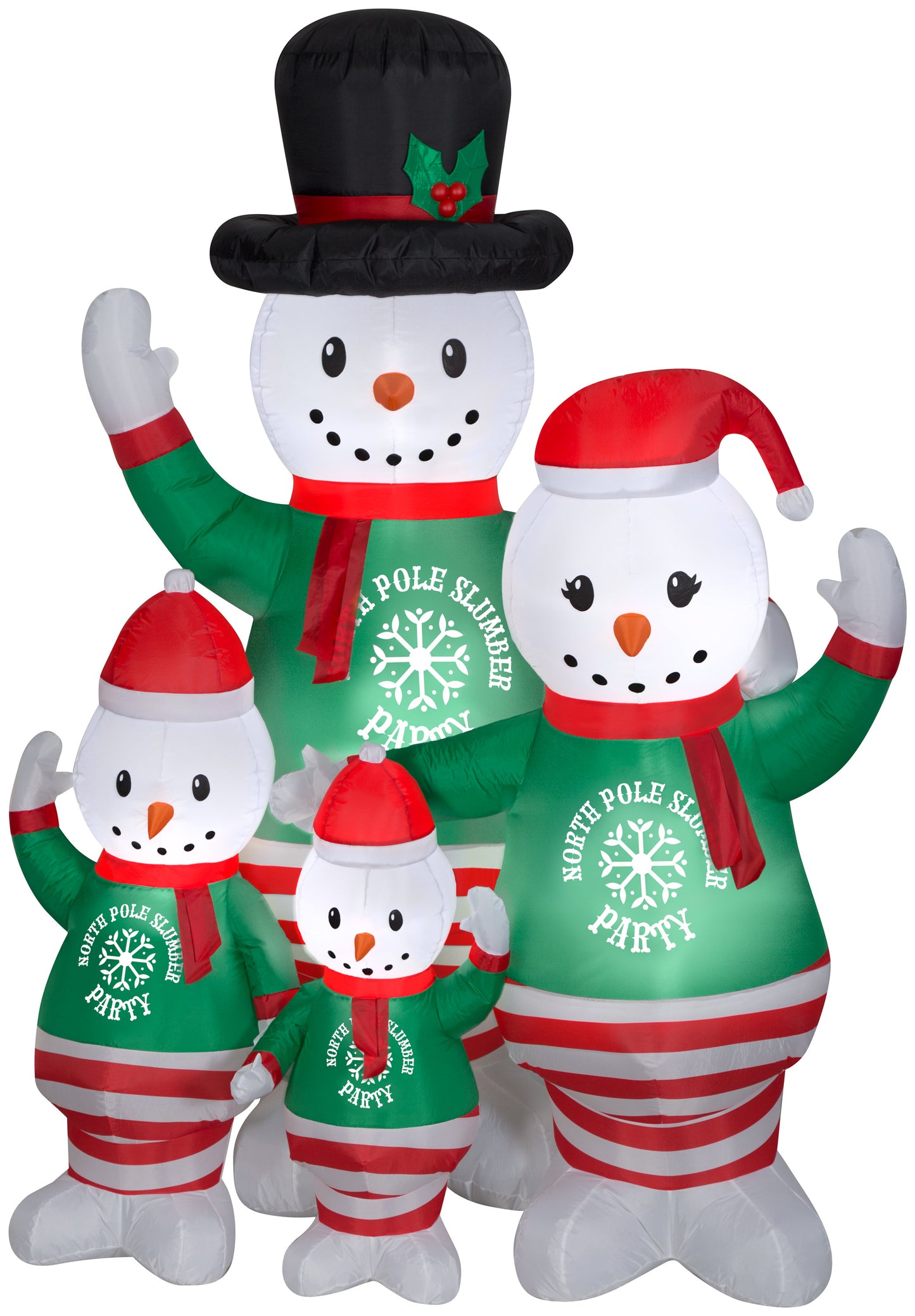 Christmas Inflatable Pajama Snowman Family Scene, 7 ft Tall
