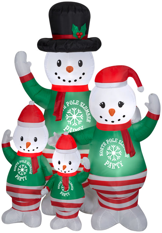 Christmas Inflatable Pajama Snowman Family Scene, 7 ft Tall