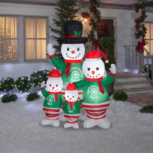 Gemmy Christmas Airblown Inflatable Pajama Snowman Family Scene, 7 ft Tall, Multicolored