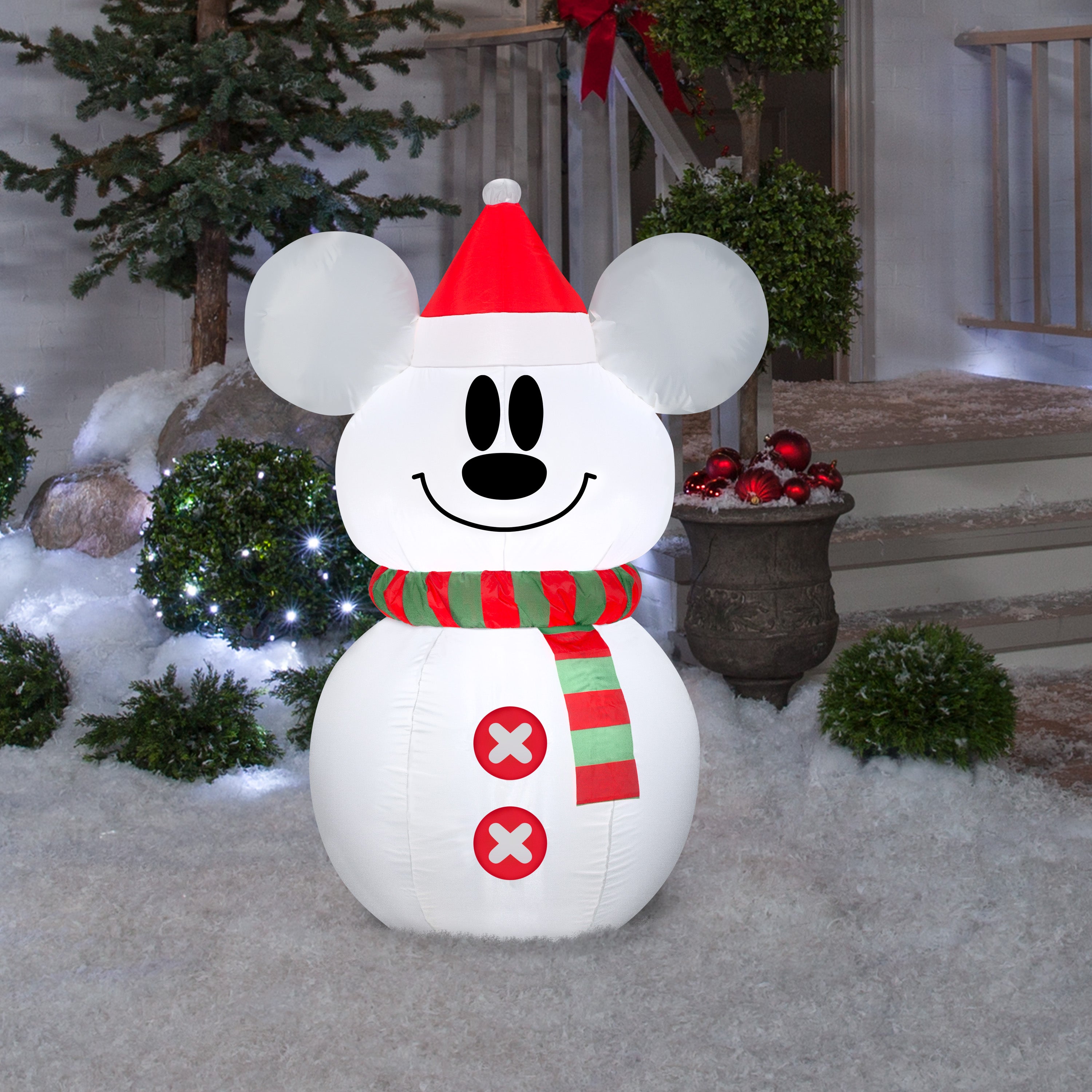 Gemmy Christmas Airblown Inflatable Mickey Mouse Snowman, 3.5 ft Tall, white