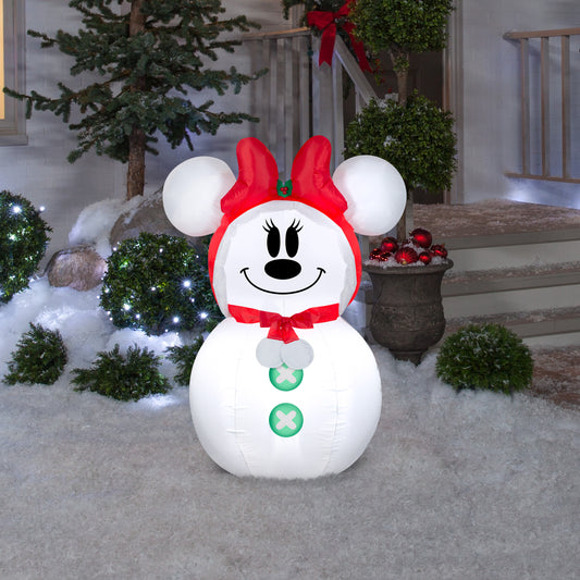 Christmas Inflatable Minnie Mouse Snowman, 3.5 ft Tall, white lifestyle