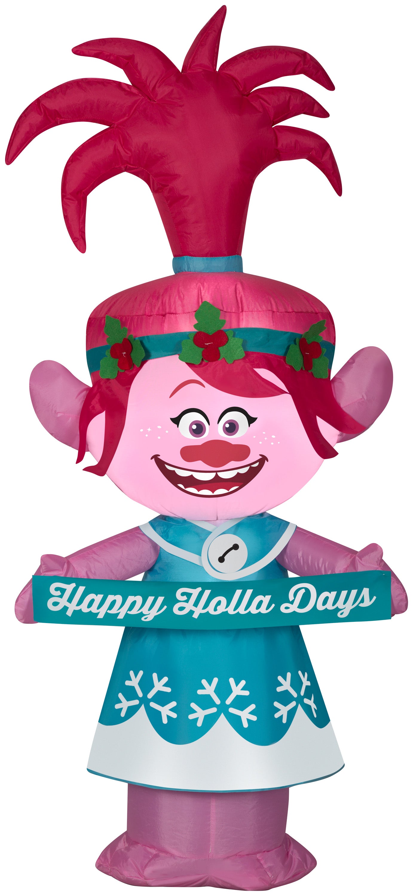 Gemmy Christmas Airblown Inflatable Poppy in Holiday Outfit w/Banner Universal, 4 ft Tall