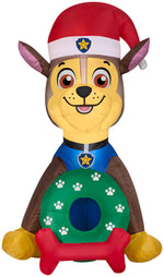 Load image into Gallery viewer, Gemmy Christmas Airblown Inflatable Chase in Santa Hat w/Wreath Nick, 3 ft Tall, brown
