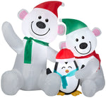 Load image into Gallery viewer, Gemmy Christmas Airblown Inflatable Polar Bear family w/Penguin Scene, 3.5 ft Tall, White
