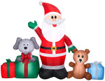 Load image into Gallery viewer, Gemmy Christmas Airblown Inflatable Inflatable Santa and Friends, 5 ft Tall, red
