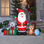 Load image into Gallery viewer, Gemmy Christmas Airblown Inflatable Inflatable Santa and Friends, 5 ft Tall, red
