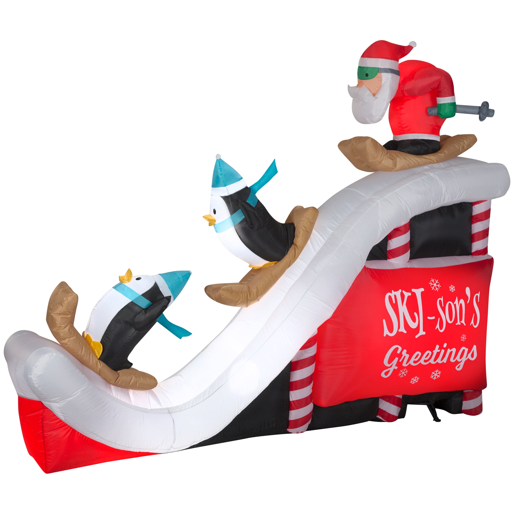 9' Inflatable Santa Ski Scene