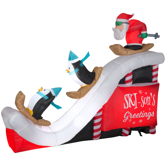 9' Inflatable Santa Ski Scene