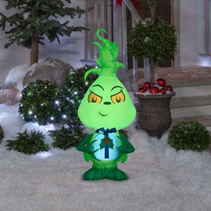 Gemmy Christmas Airblown Inflatable Inflatable Little Grinch, 4 ft Tall, green