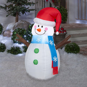 Gemmy Christmas Inflatable Snowman with Twig Arms, 4 ft Tall, Multi