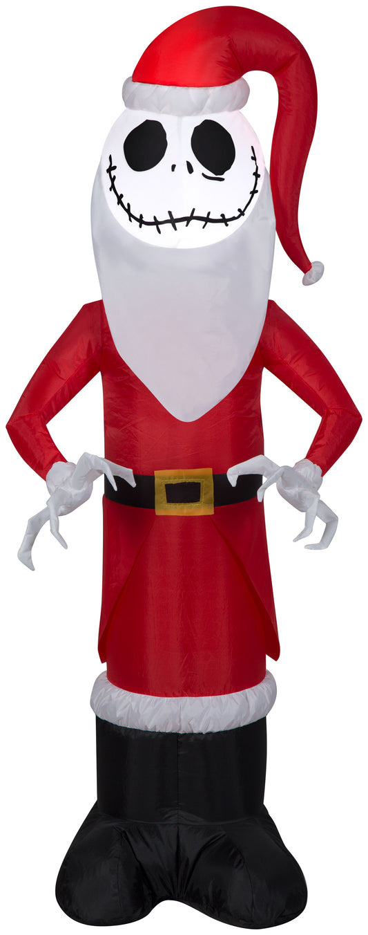 Christmas Inflatable Jack Skellington in Santa Outfit Disney, 4 ft Tall, Red