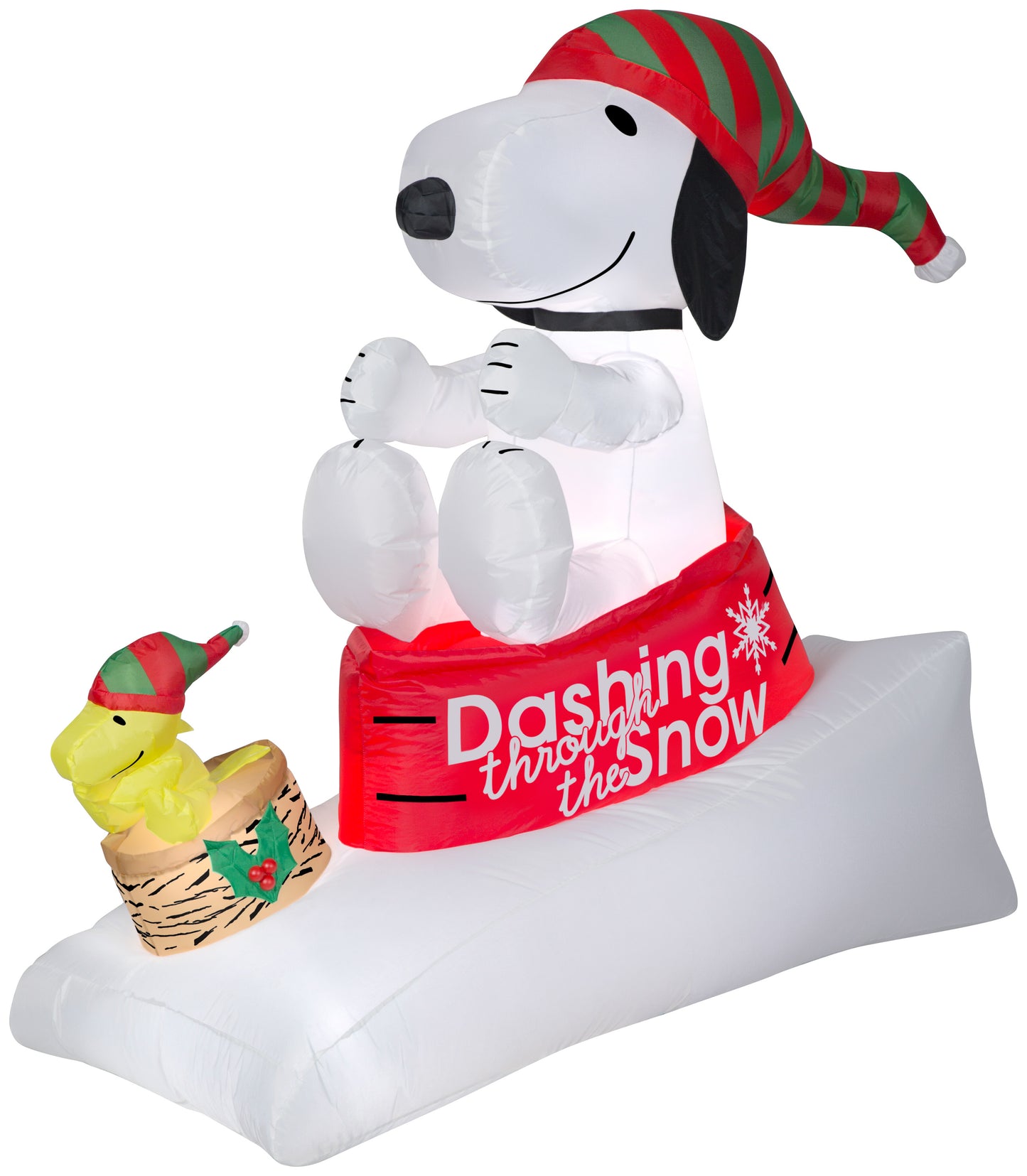 Christmas Inflatable Snoopy and Woodstock in Sled Scene Peanuts, 4 ft Tall
