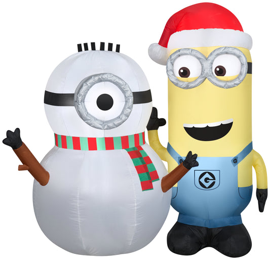 Gemmy Christmas Airblown Inflatable Kevin Building Snowman Scene Universal, 5 ft Tall, White