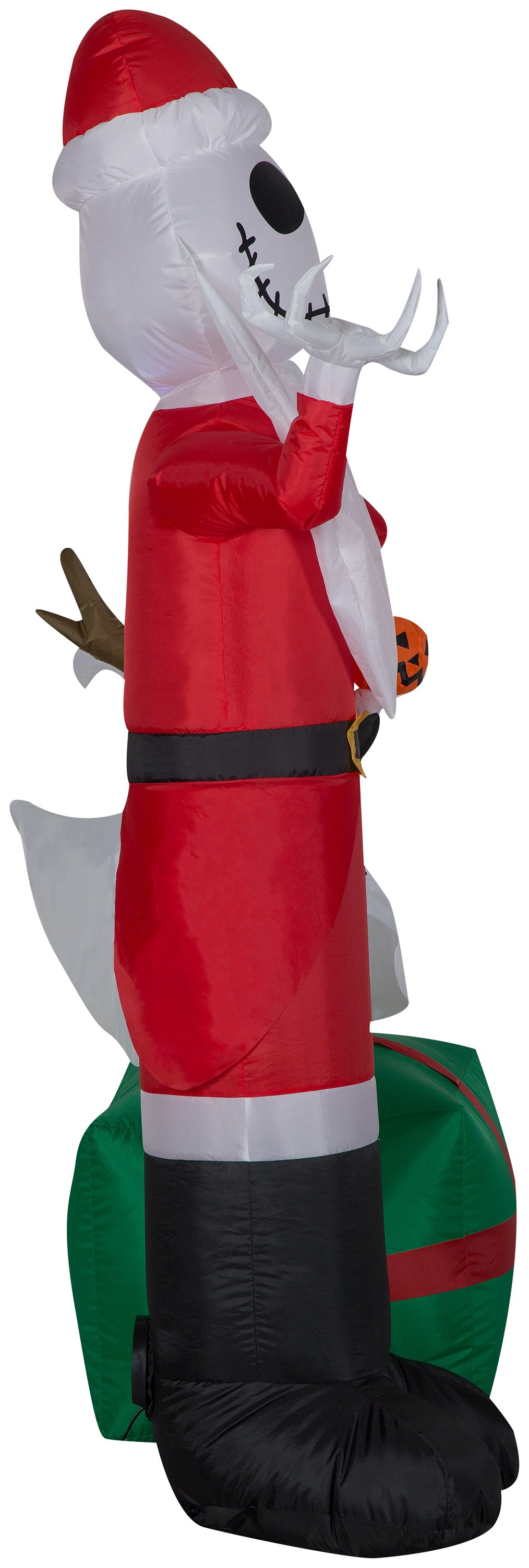 Gemmy Airblown Inflatable Inflatable Jack Skellington as Santa and Zero Wearing Antlers, 5 ft Tall