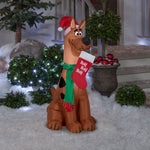 Load image into Gallery viewer, Gemmy Christmas Airblown Inflatable Scooby w/Santa Hat and Stocking WB, 3.5 ft Tall
