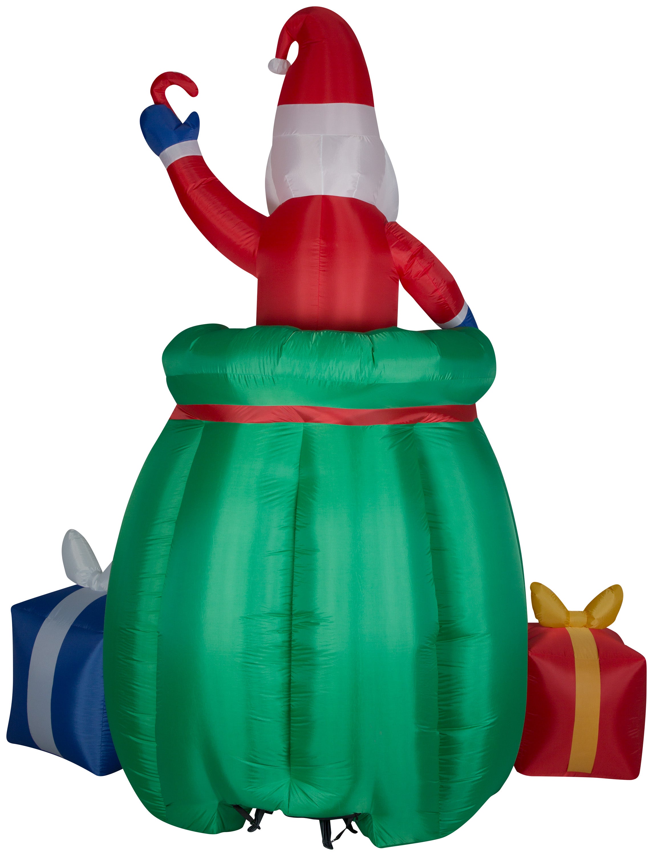 Gemmy Giant Animated Christmas Airblown Inflatable Inflatable Santa in a Gift Bag, 10 ft Tall, green