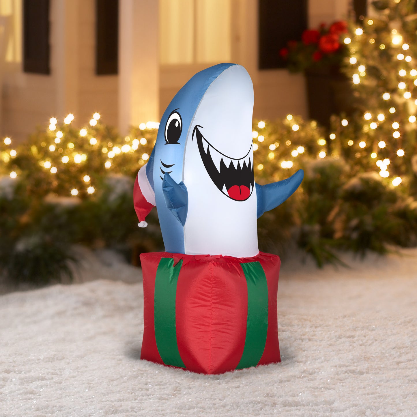 Christmas Inflatable Shark in Giftbox, 3.5 ft Tall lifestyle